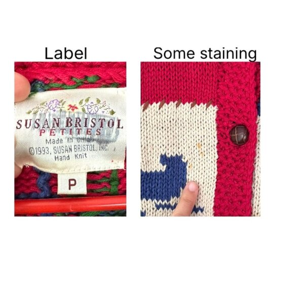 90s vintage outdoor nature print knitted plaid button up hand knit sweater vest - Picture 9 of 9